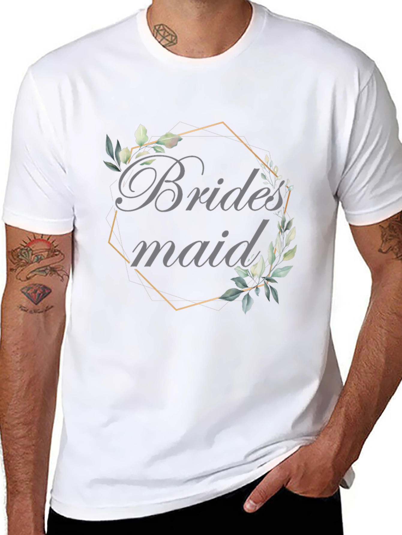 Bridesmaid Floral Wreath Graphic Tee - Black