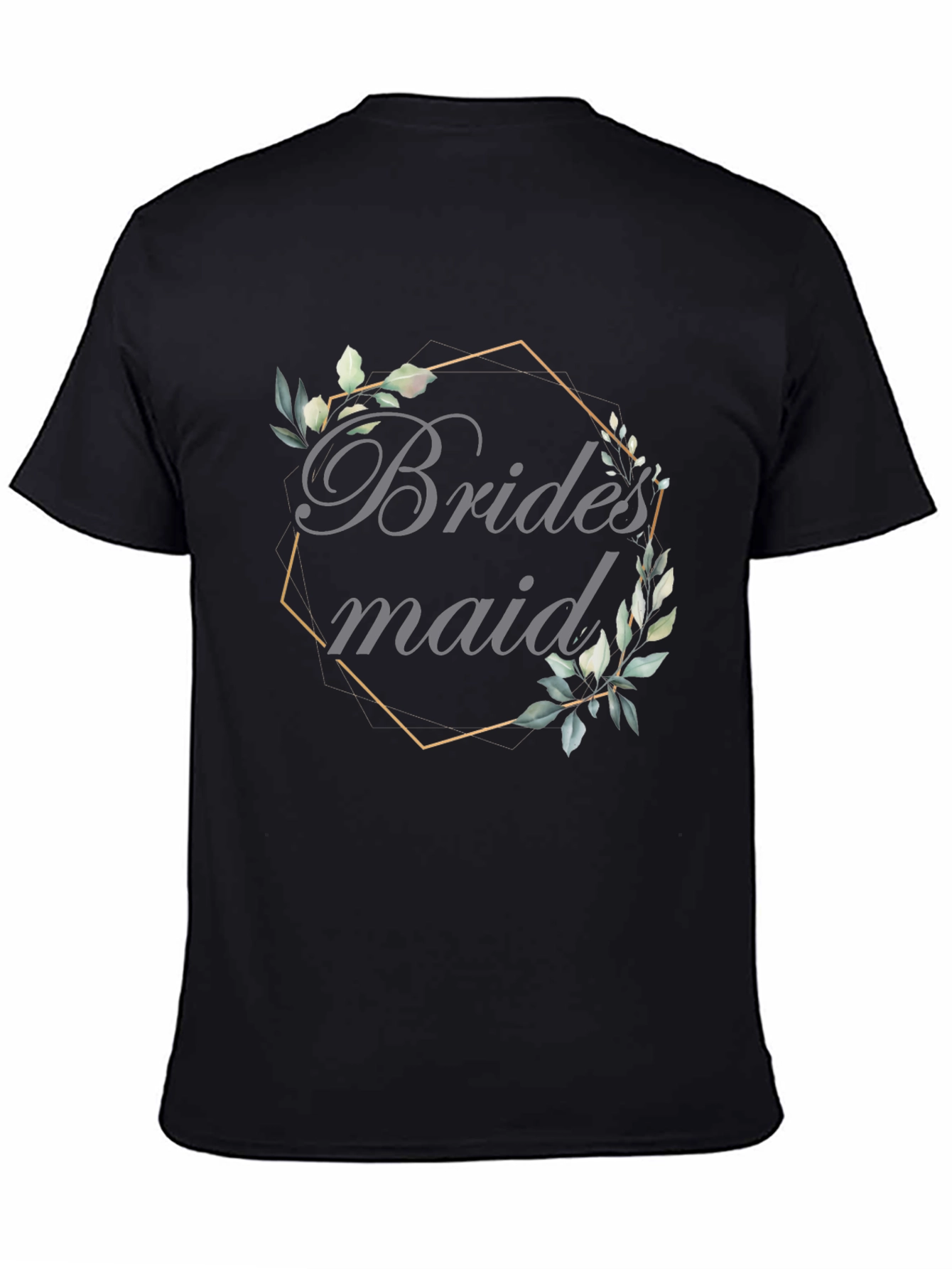 Bridesmaid Floral Wreath Graphic Tee - Black
