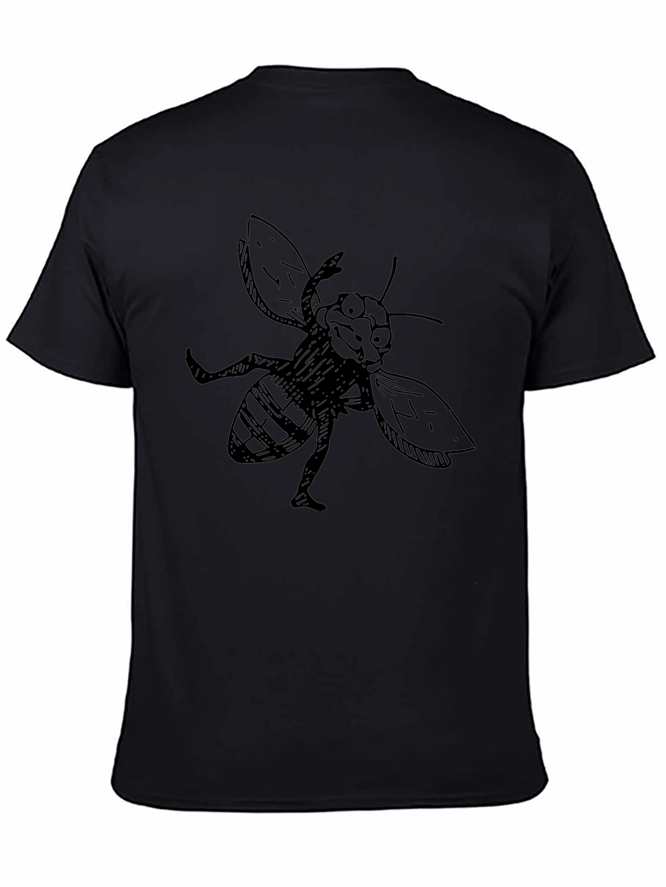 Funny Bee Graphic Black T-Shirt