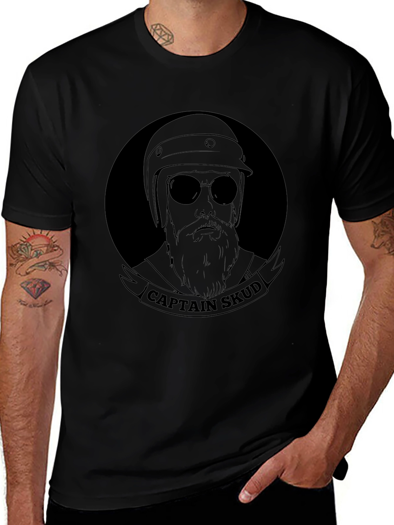 Captain Skud Biker Graphic T-Shirt