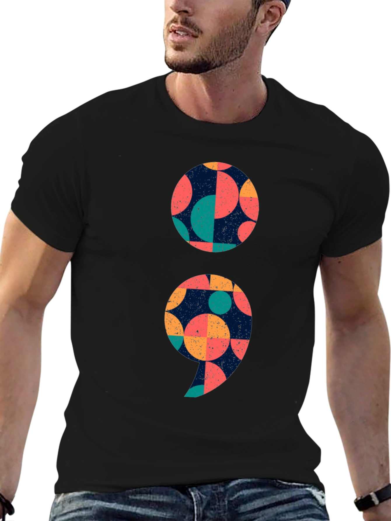 Unique Semicolon Graphic Tee - Stylish & Meaningful
