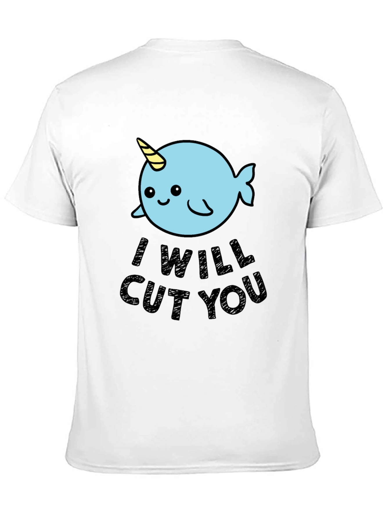 Narwhal I Will Cut You T-Shirt - Black Cotton