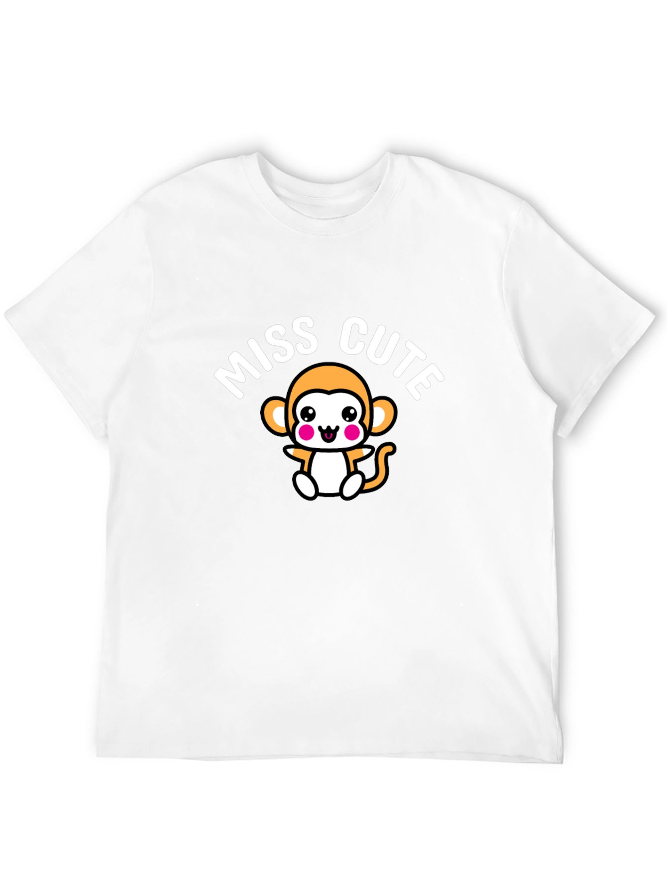 Miss Cute Monkey Graphic Black T-Shirt