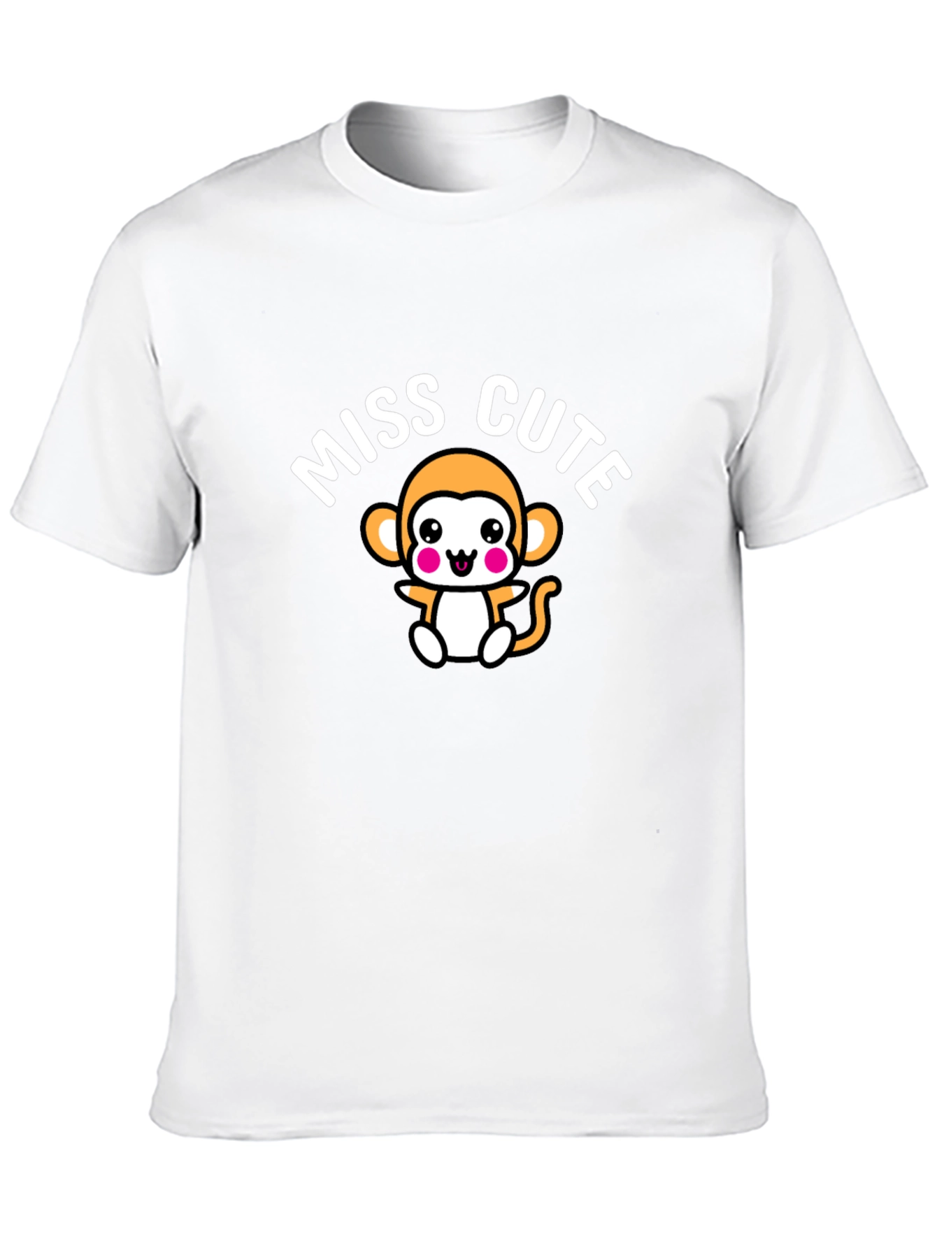 Miss Cute Monkey Graphic Black T-Shirt