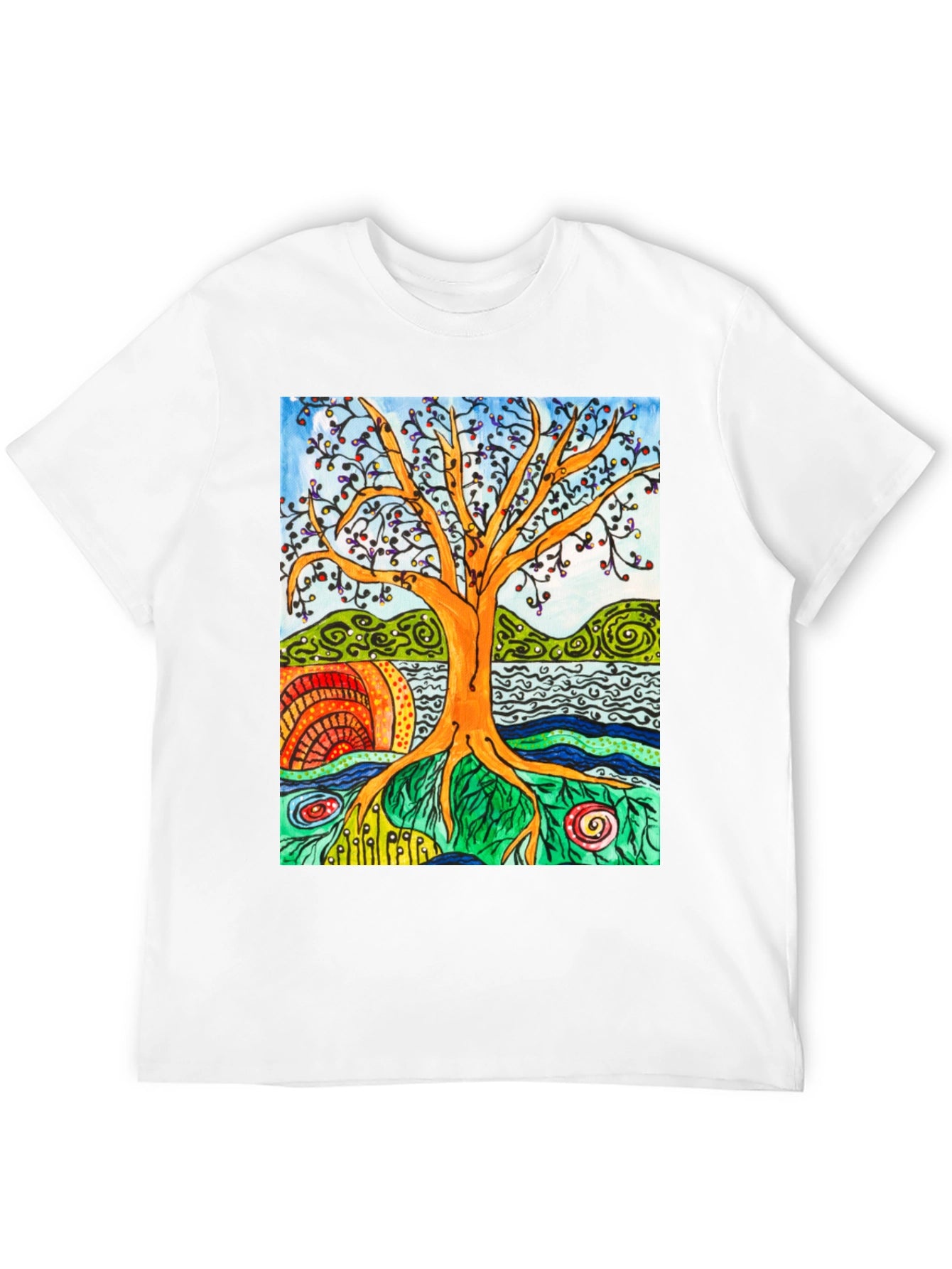Artistic Tree of Life Graphic Tee - Black