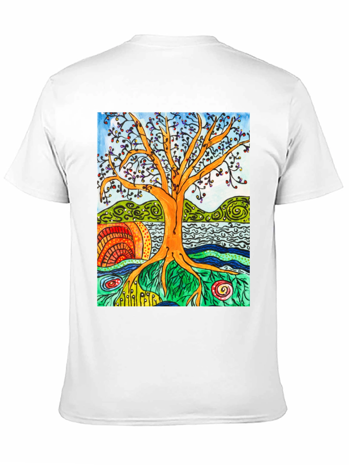 Artistic Tree of Life Graphic Tee - Black