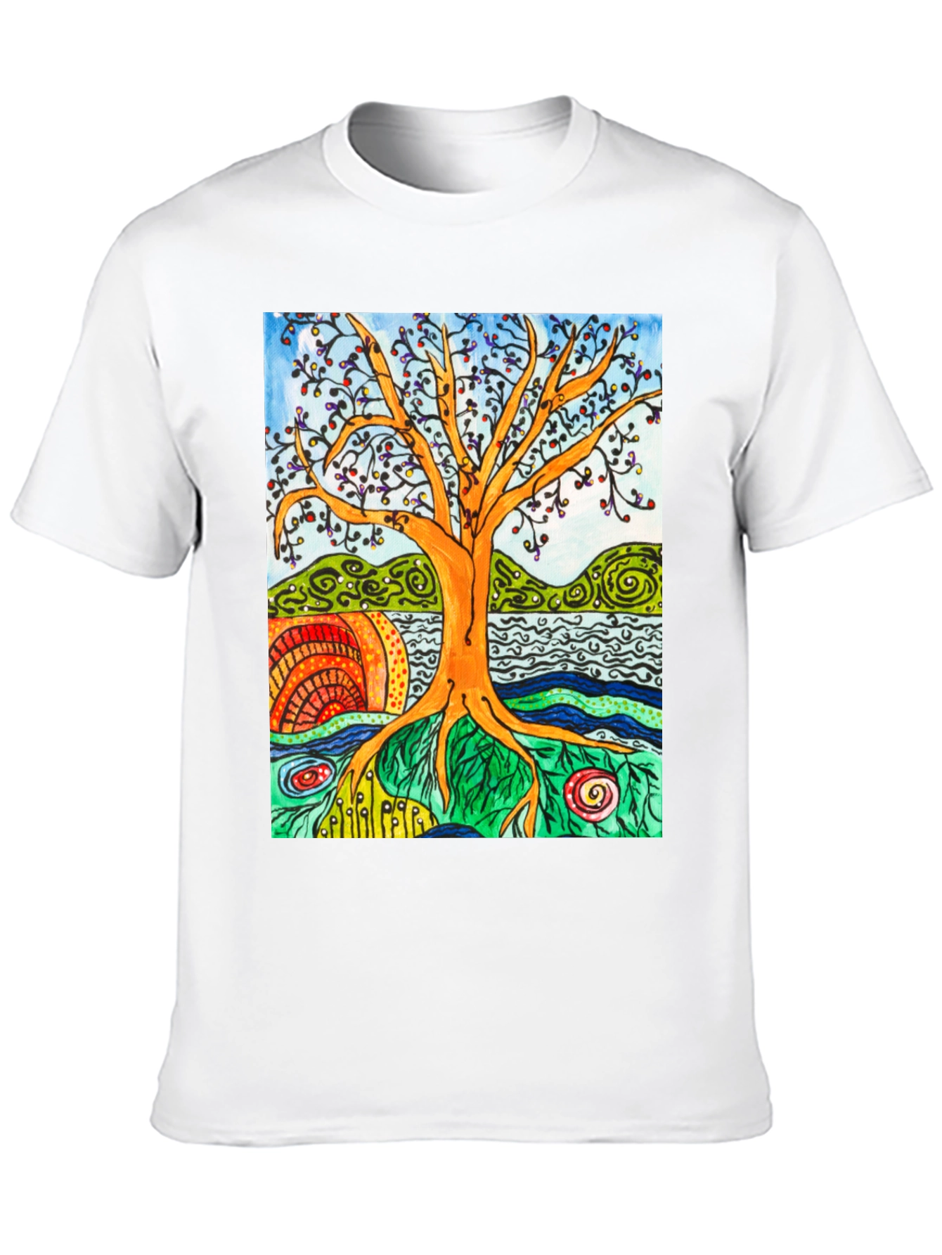 Artistic Tree of Life Graphic Tee - Black