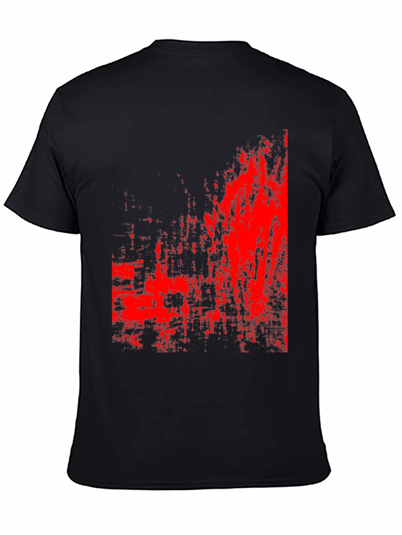 Abstract Red Print Black T-Shirt