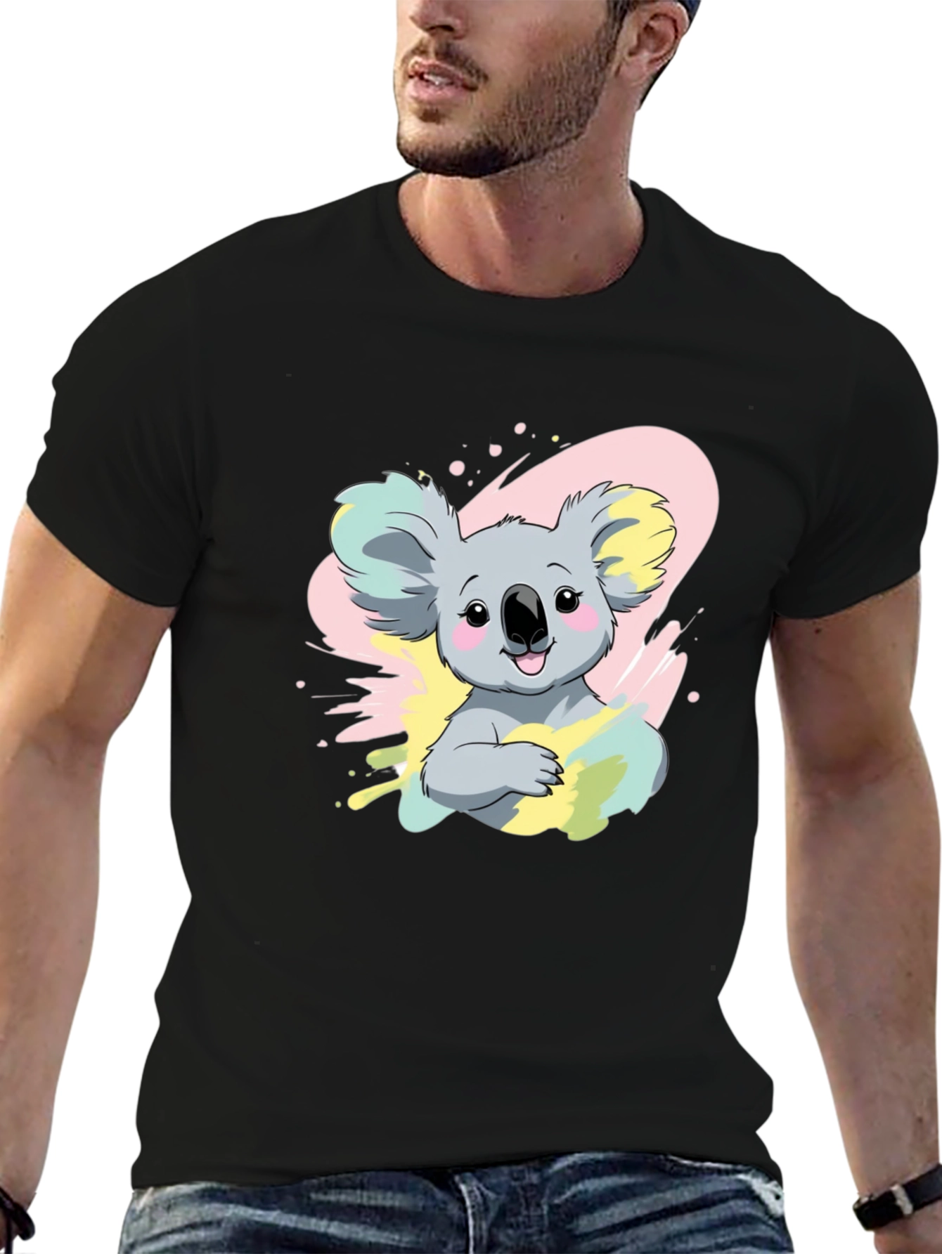 Koala Bear Graphic Tee - Mens Black T-Shirt
