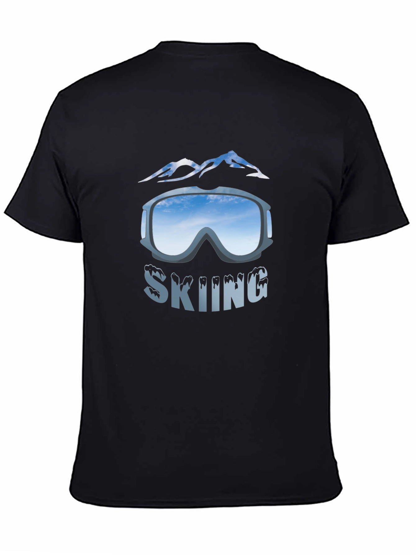 Mens Black Skiing Graphic T-Shirt