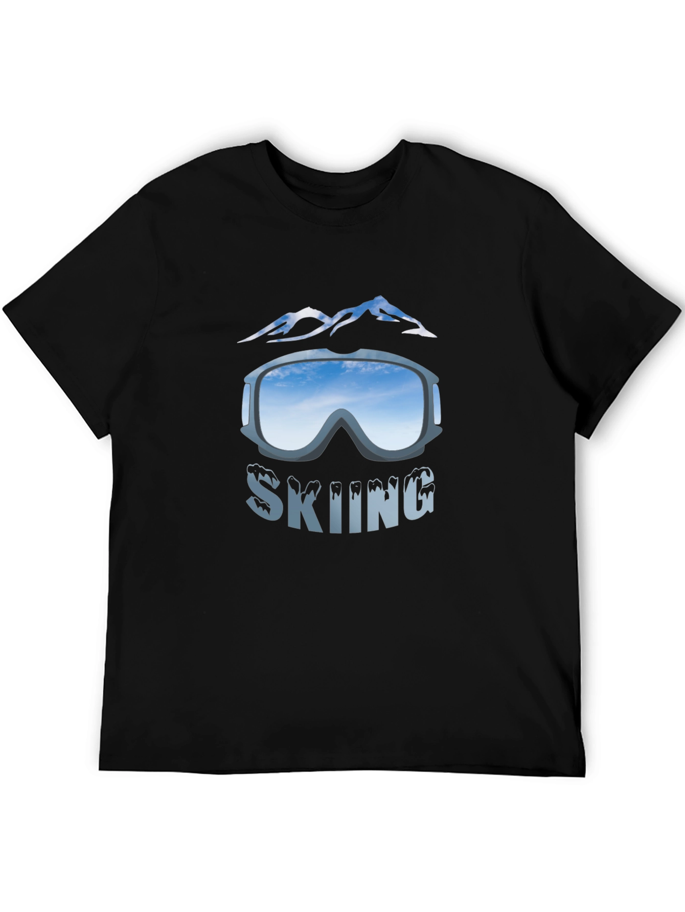 Mens Black Skiing Graphic T-Shirt