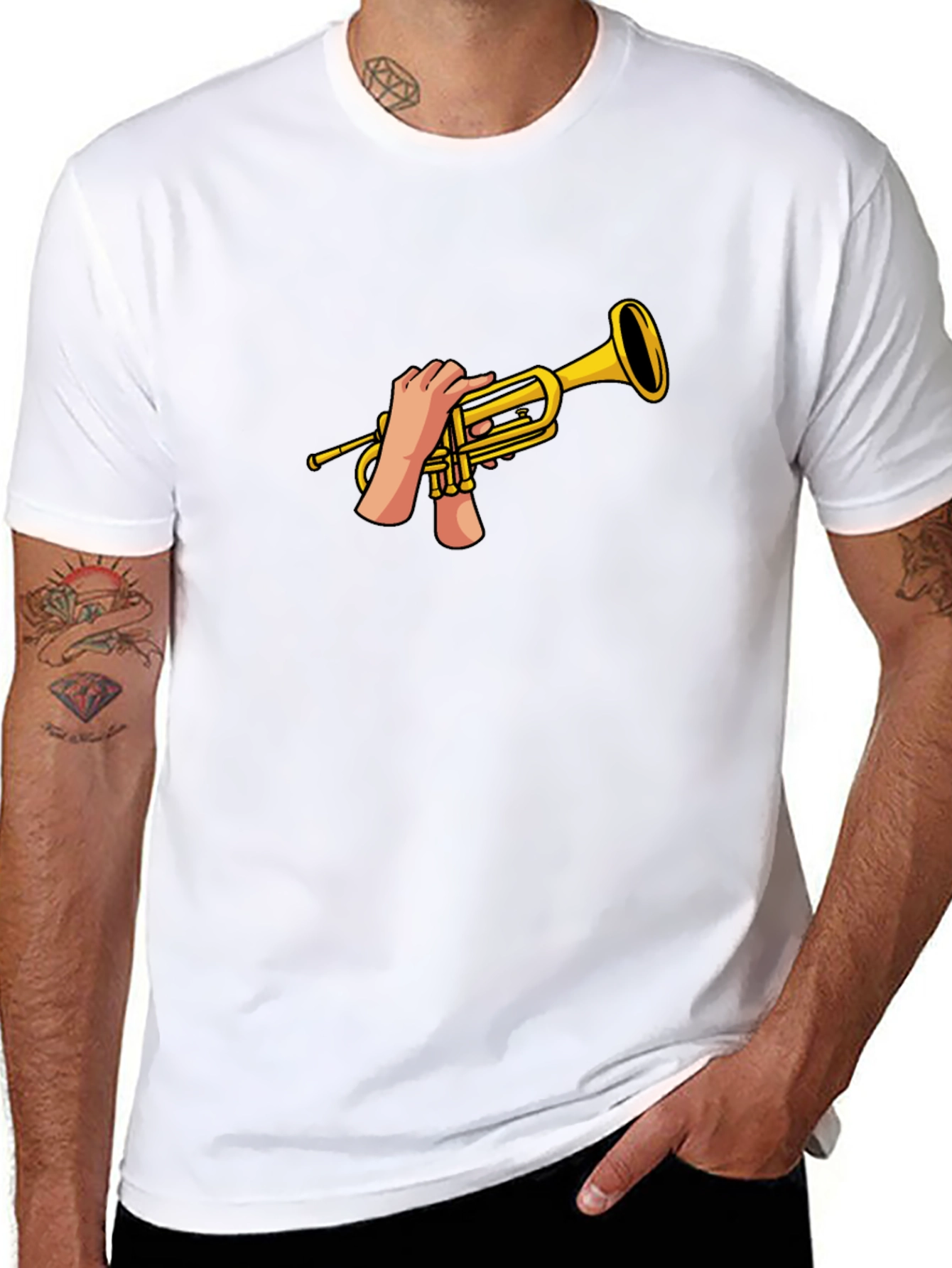 Trumpet Hands Graphic T-Shirt - Black