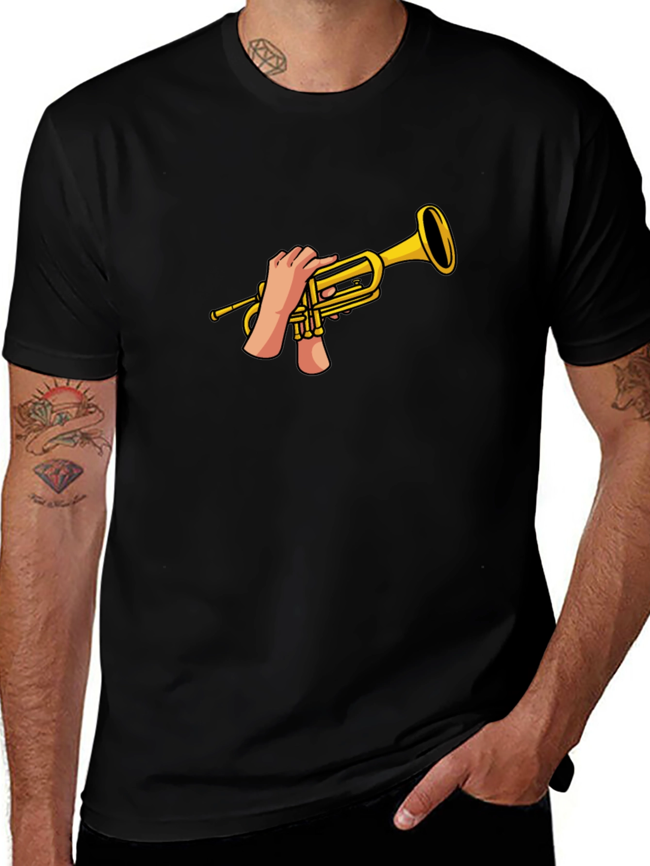 Trumpet Hands Graphic T-Shirt - Black