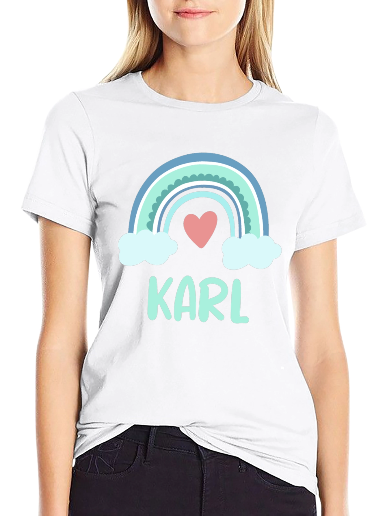 Personalized Karl Rainbow Heart T-Shirt