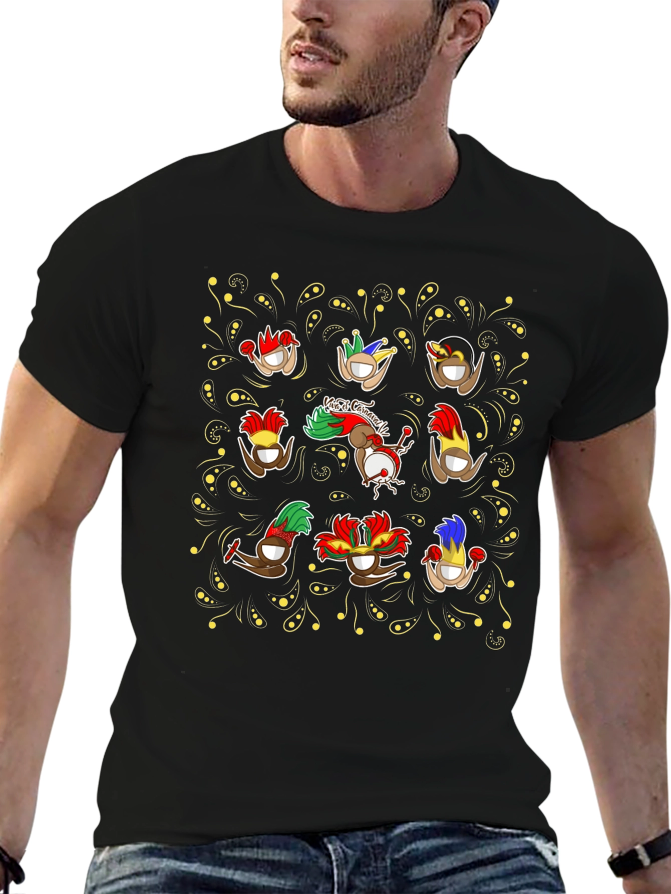 Carnival Coconut Head Black T-Shirt