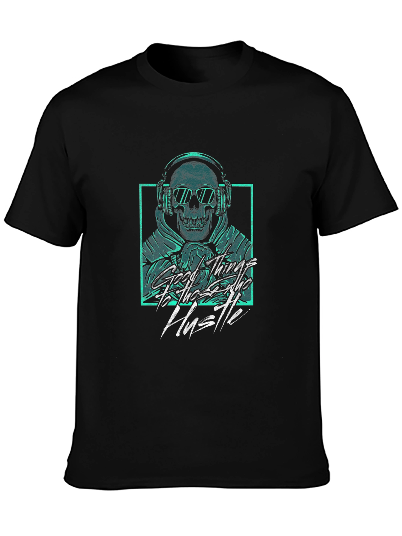 Skull Headphones Graphic Tee - Hustle Hard!