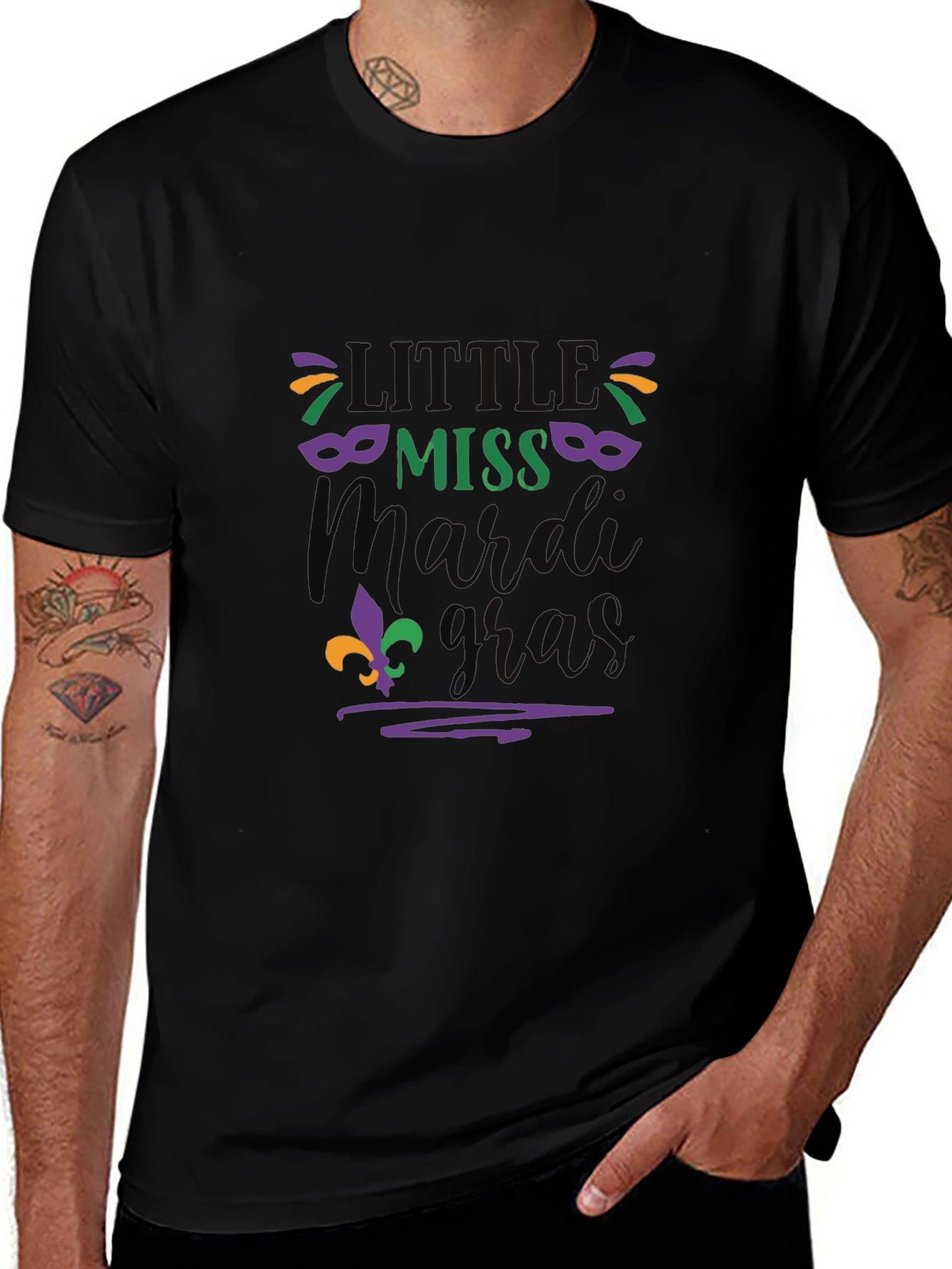 Little Miss Mardi Gras Tee - Black