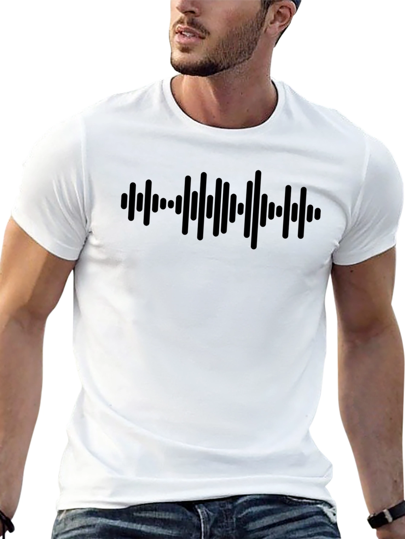 Modern Soundwave Graphic T-Shirt - Black