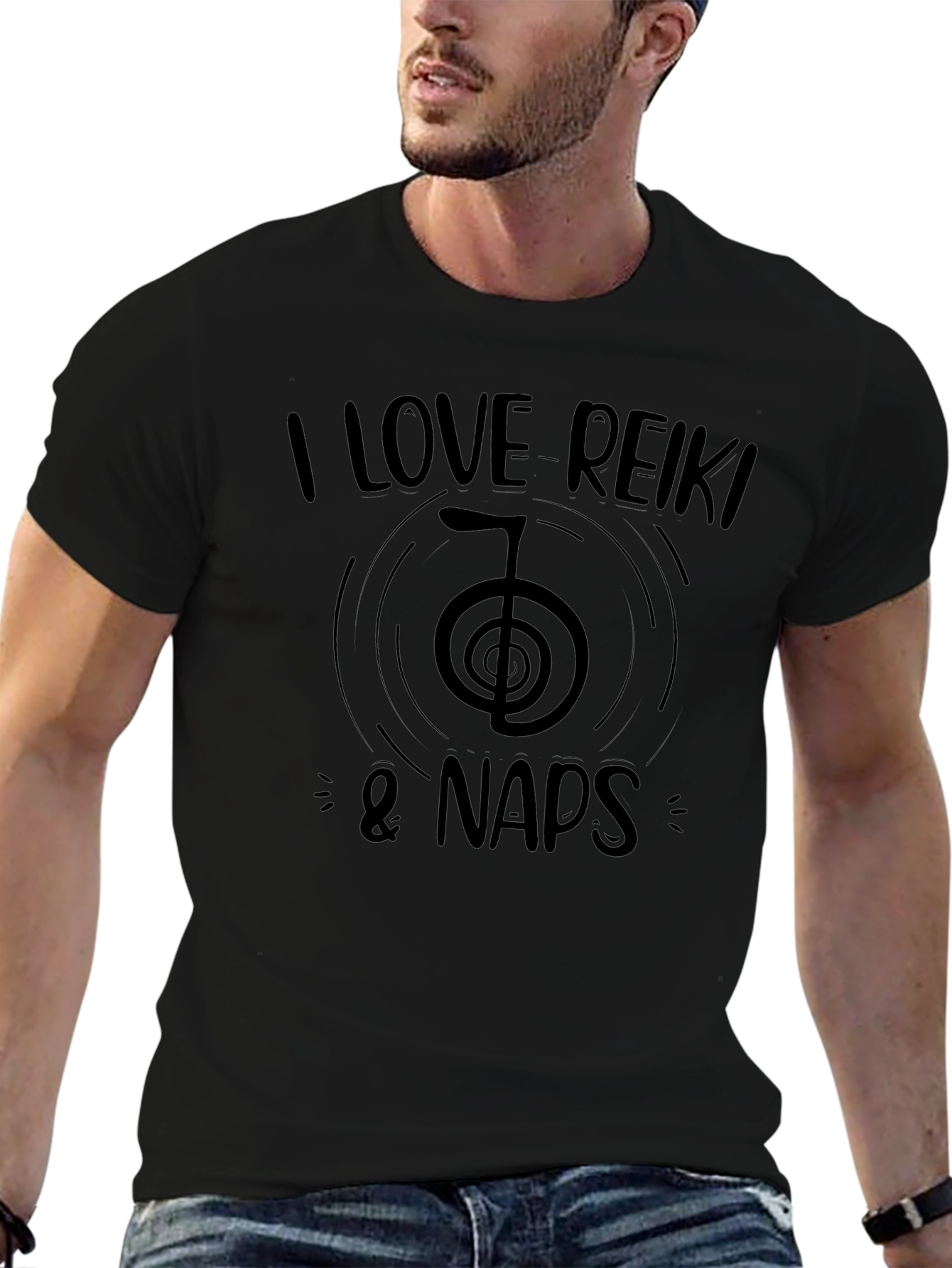 I Love Reiki & Naps Black T-Shirt
