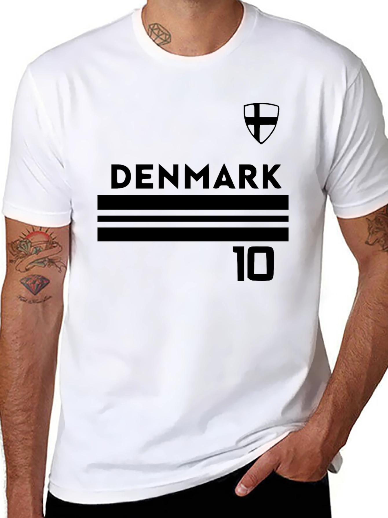 Denmark Soccer Jersey Style Black T-Shirt