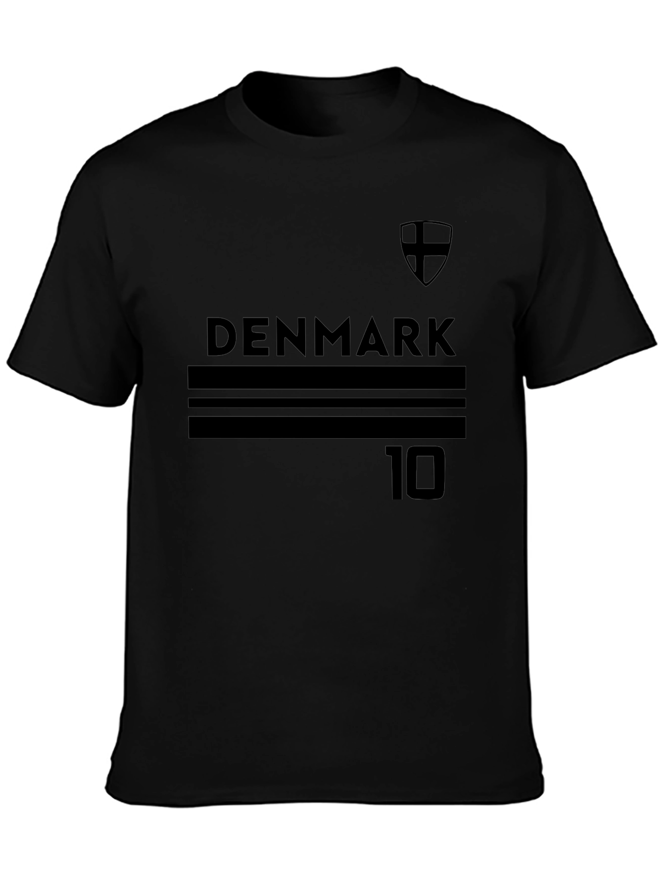 Denmark Soccer Jersey Style Black T-Shirt