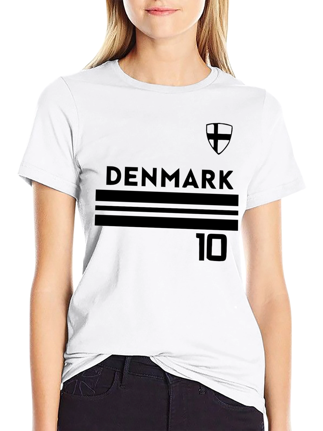 Denmark Soccer Jersey Style Black T-Shirt