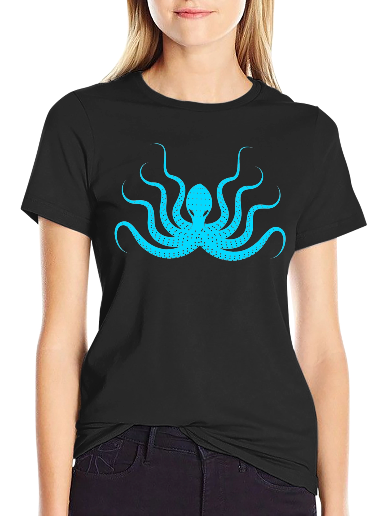 Cool Octopus Graphic Black T-Shirt
