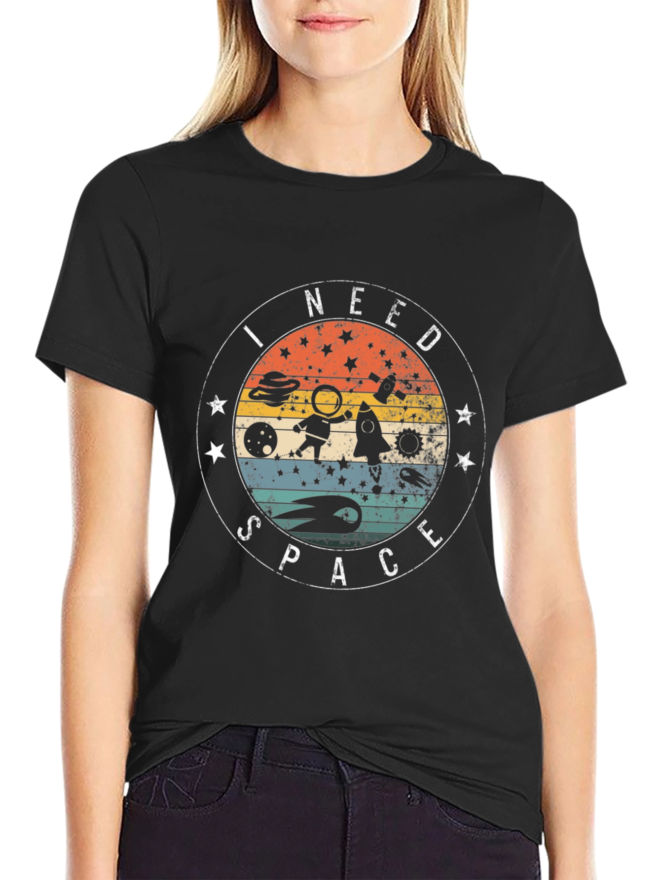 I Need Space Black Graphic Tee