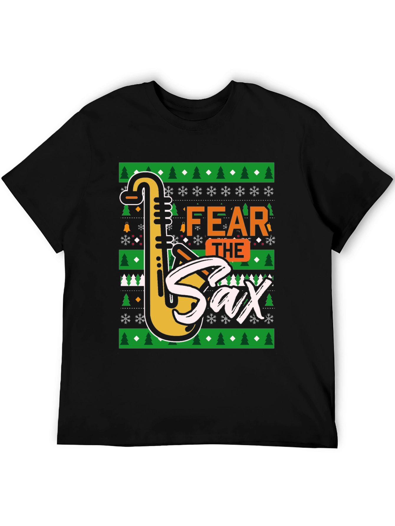 Fear the Sax Ugly Christmas Sweater Style T-Shirt