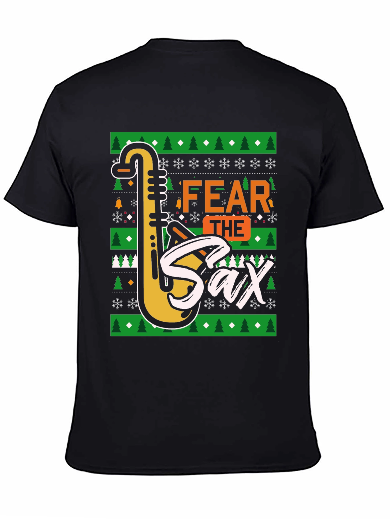 Fear the Sax Ugly Christmas Sweater Style T-Shirt