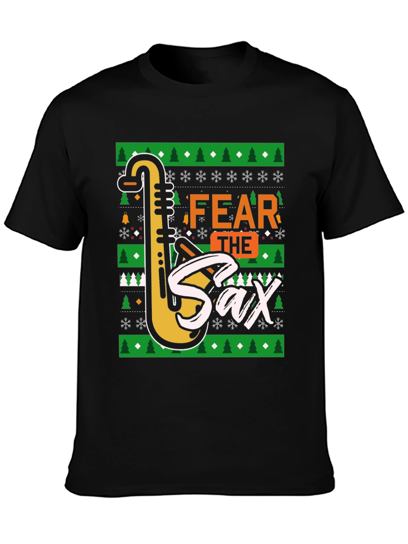 Fear the Sax Ugly Christmas Sweater Style T-Shirt