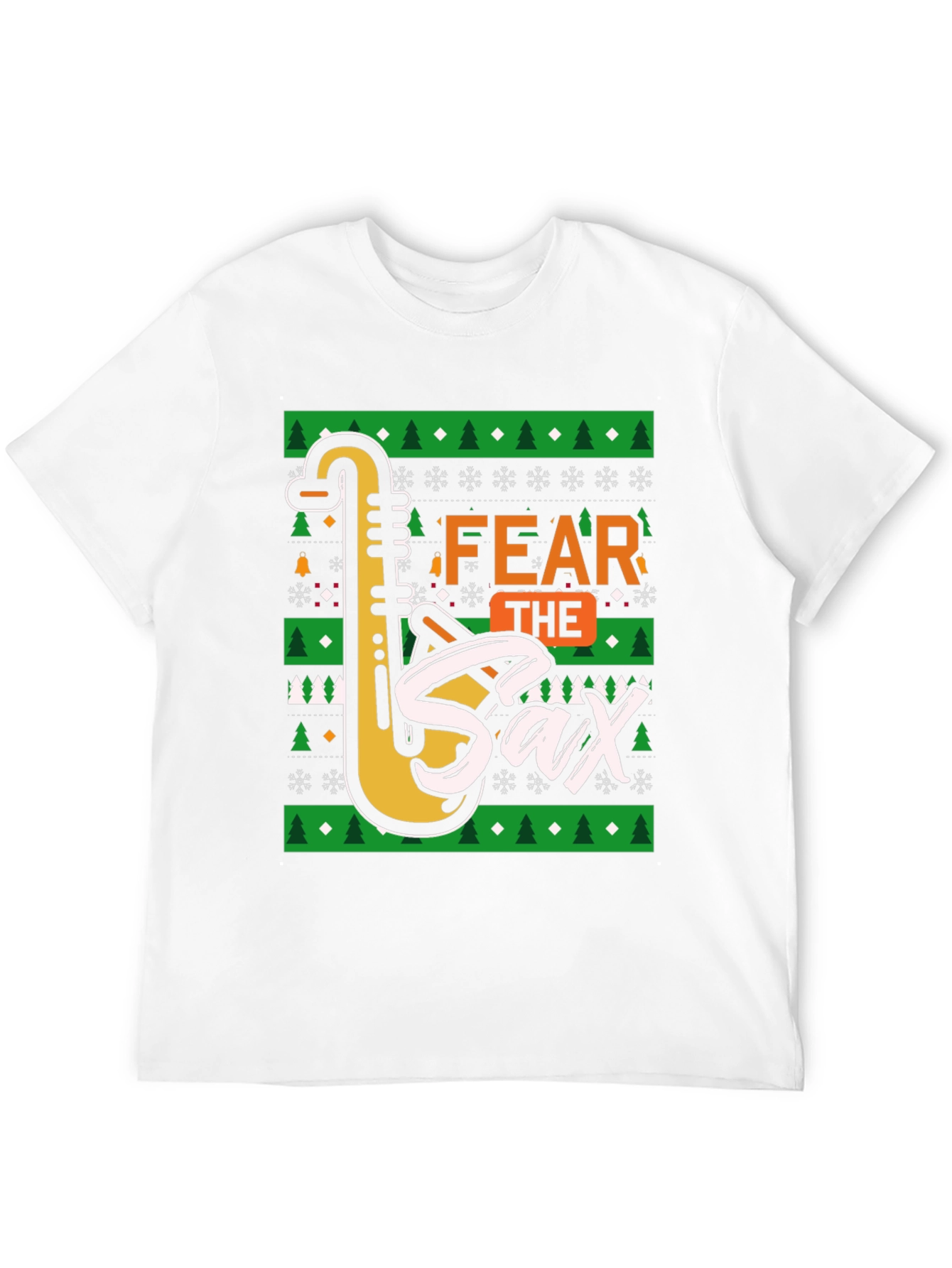 Fear the Sax Ugly Christmas Sweater Style T-Shirt