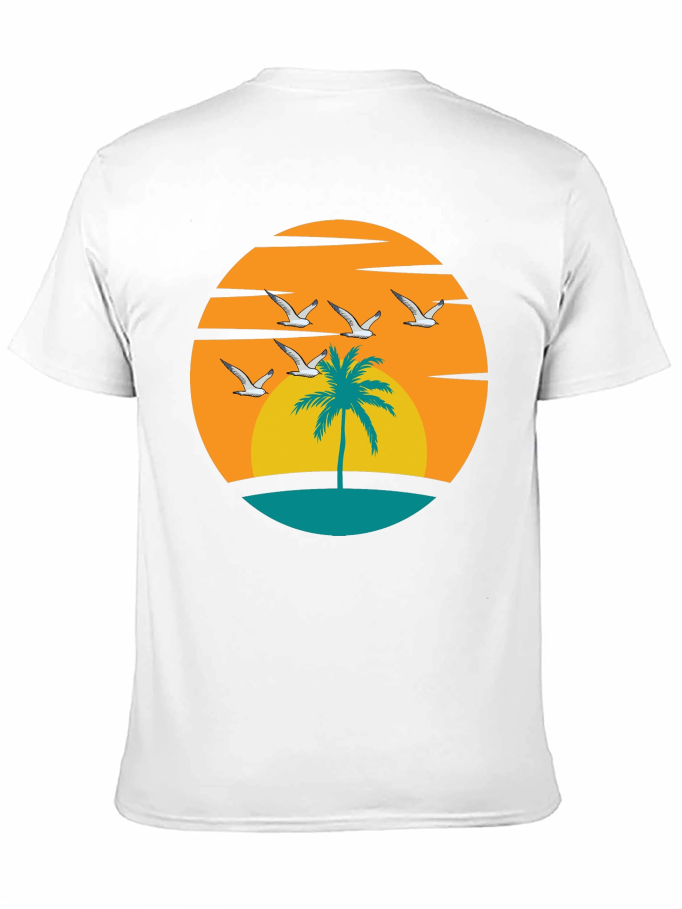 Sunset Palm Tree Graphic Tee - Black