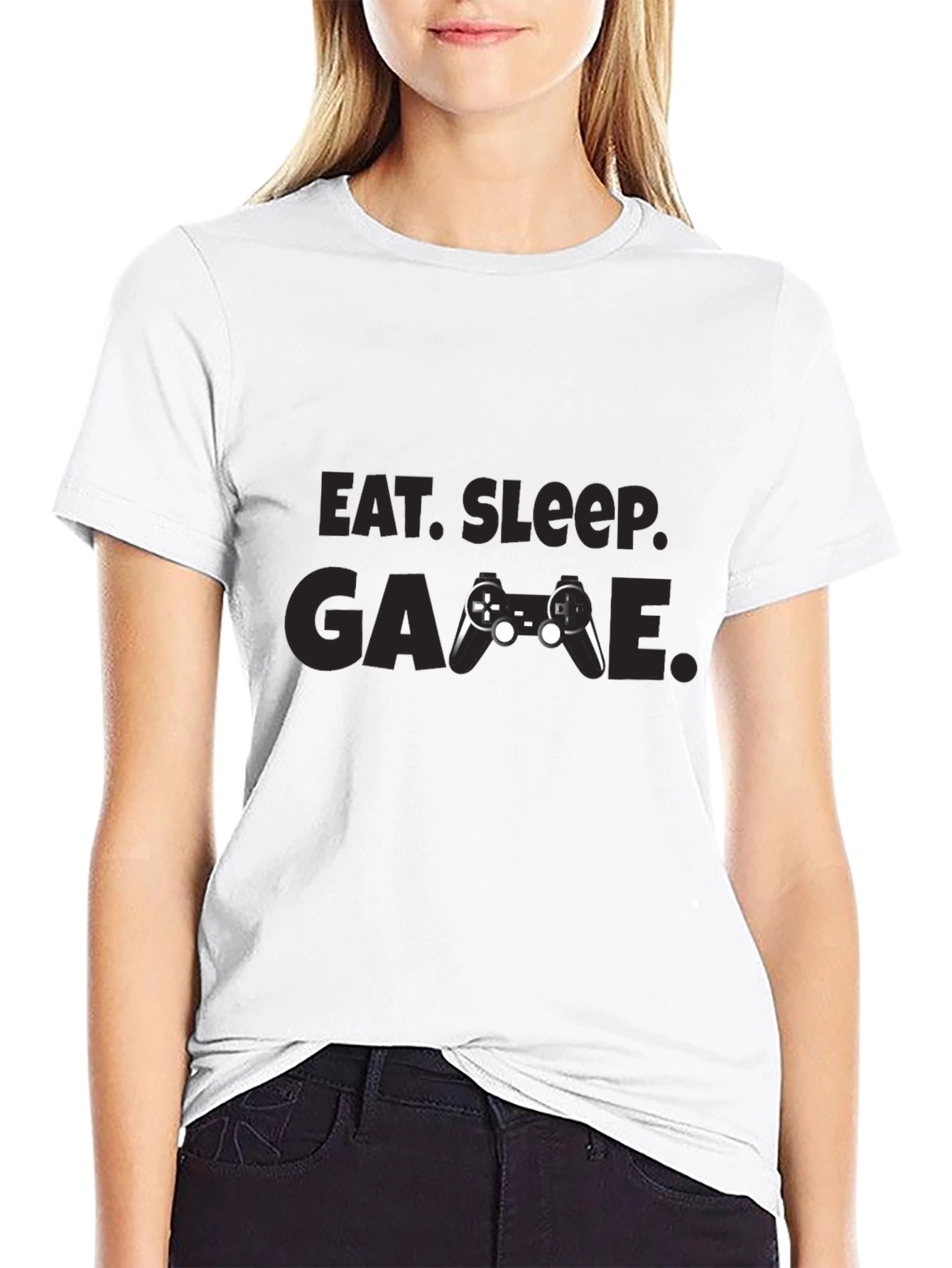 Eat Sleep Game Black T-Shirt - Gamer Lifestyle Tee
