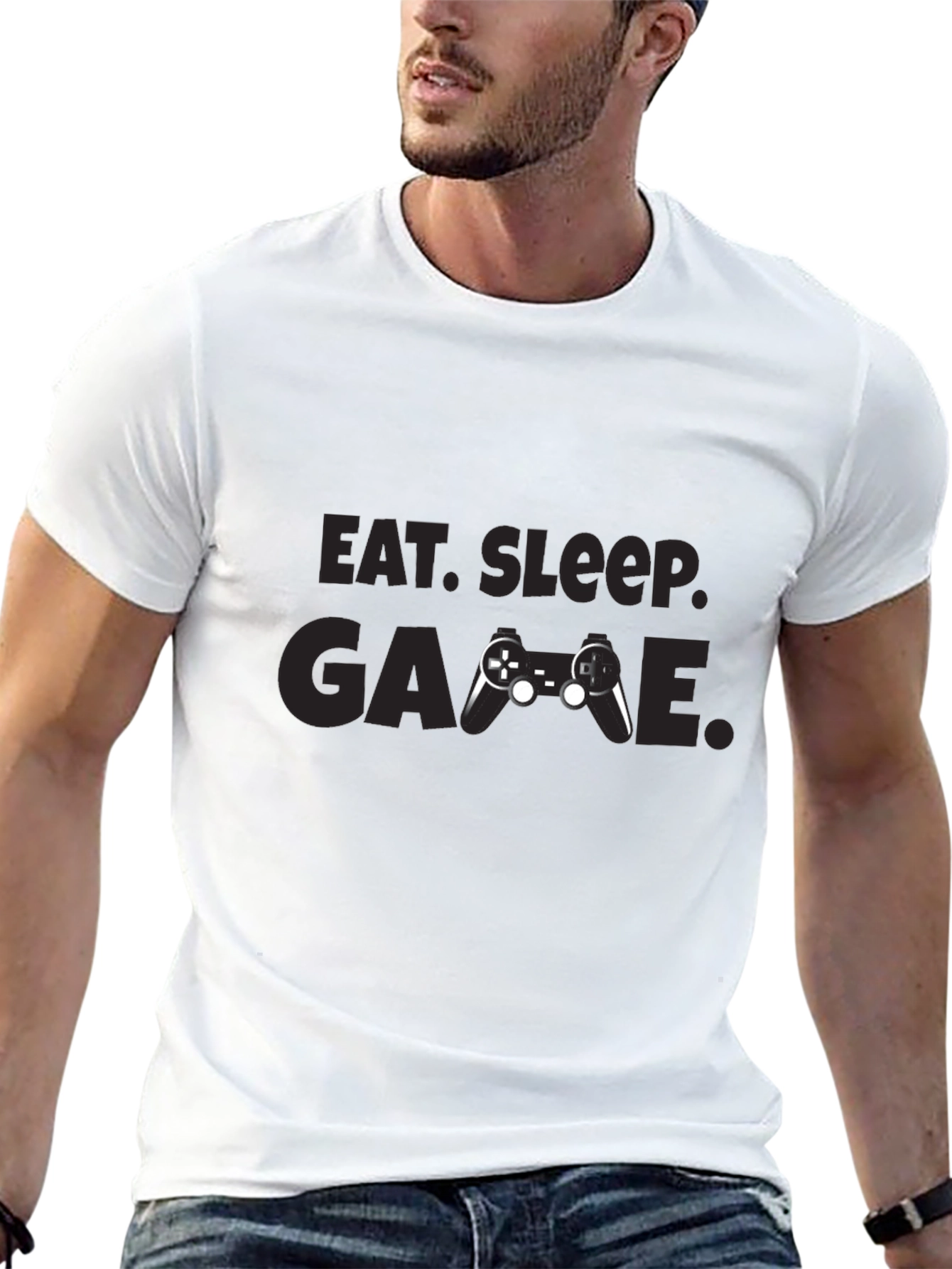 Eat Sleep Game Black T-Shirt - Gamer Lifestyle Tee