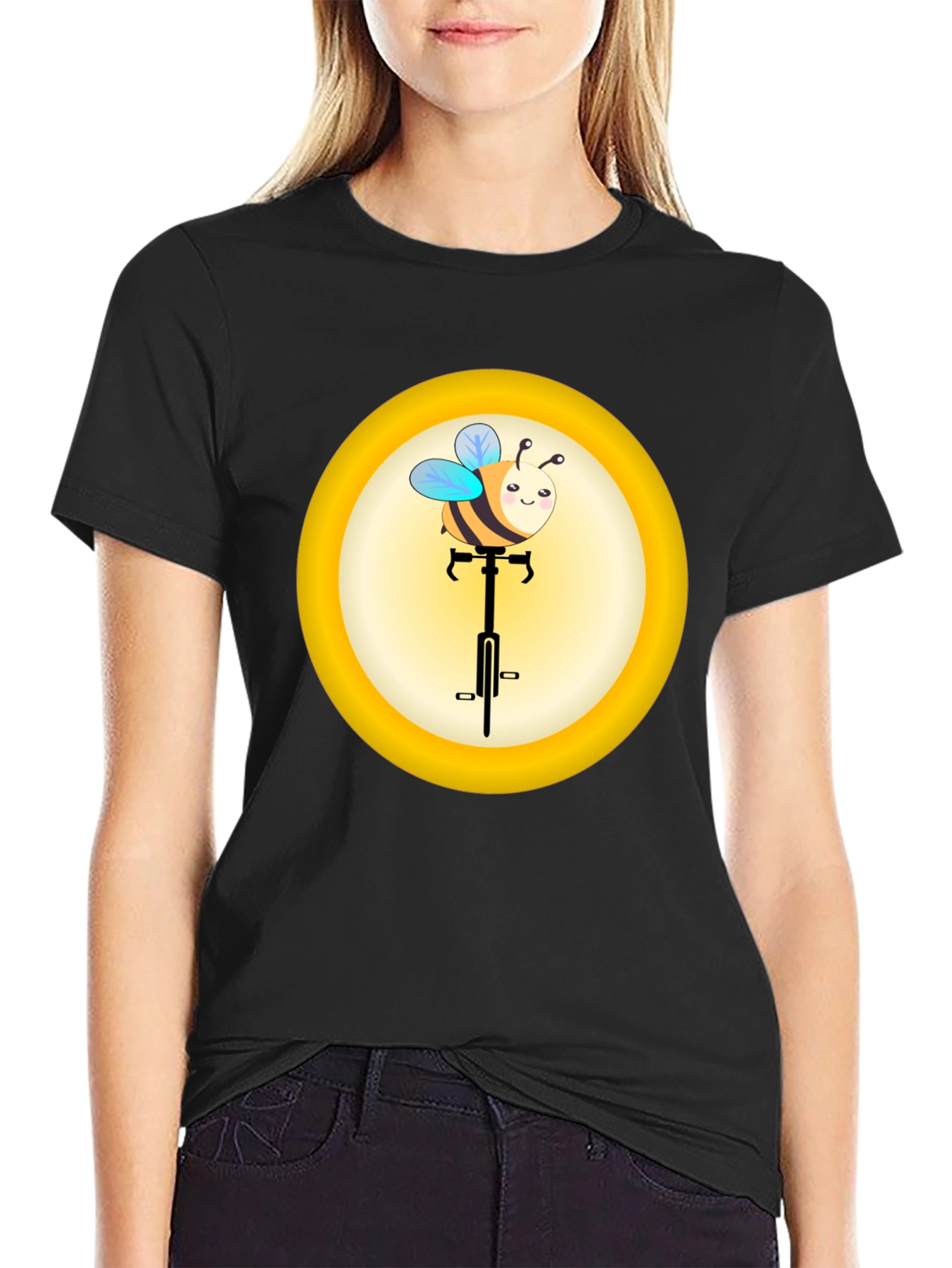 Cute Bee on Unicycle Graphic T-Shirt