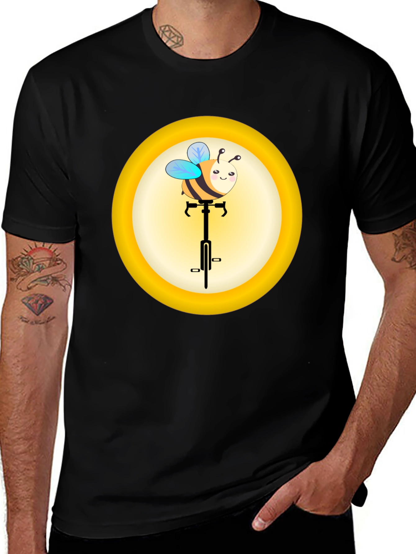 Cute Bee on Unicycle Graphic T-Shirt