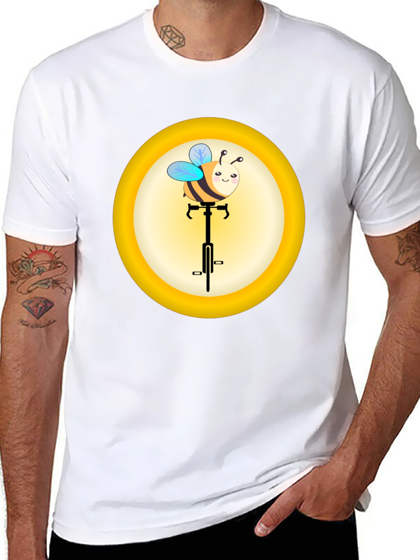 Cute Bee on Unicycle Graphic T-Shirt