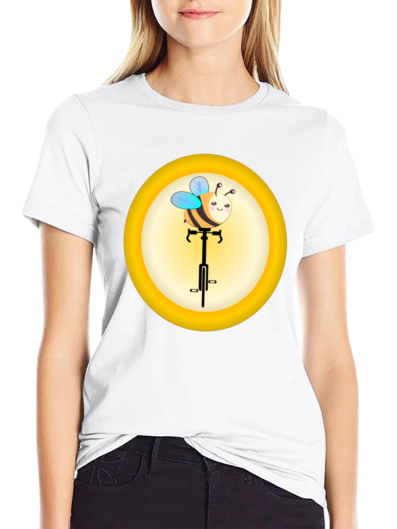 Cute Bee on Unicycle Graphic T-Shirt