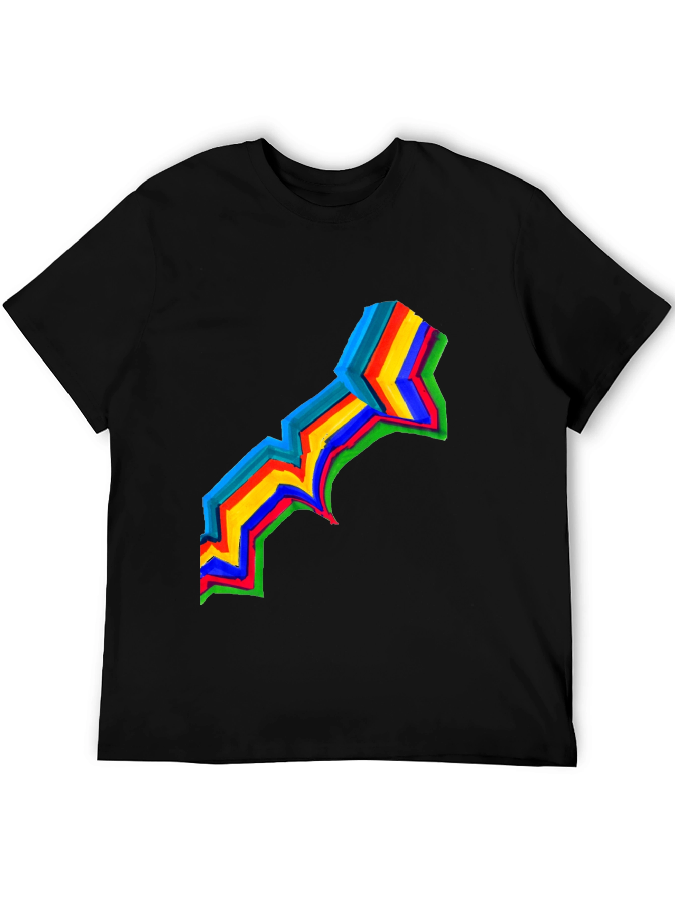 Rainbow Stripe Graphic Black T-Shirt