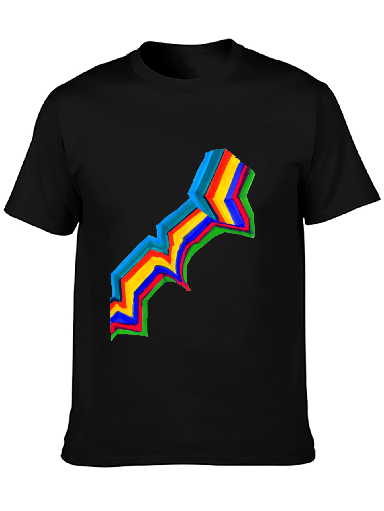 Rainbow Stripe Graphic Black T-Shirt