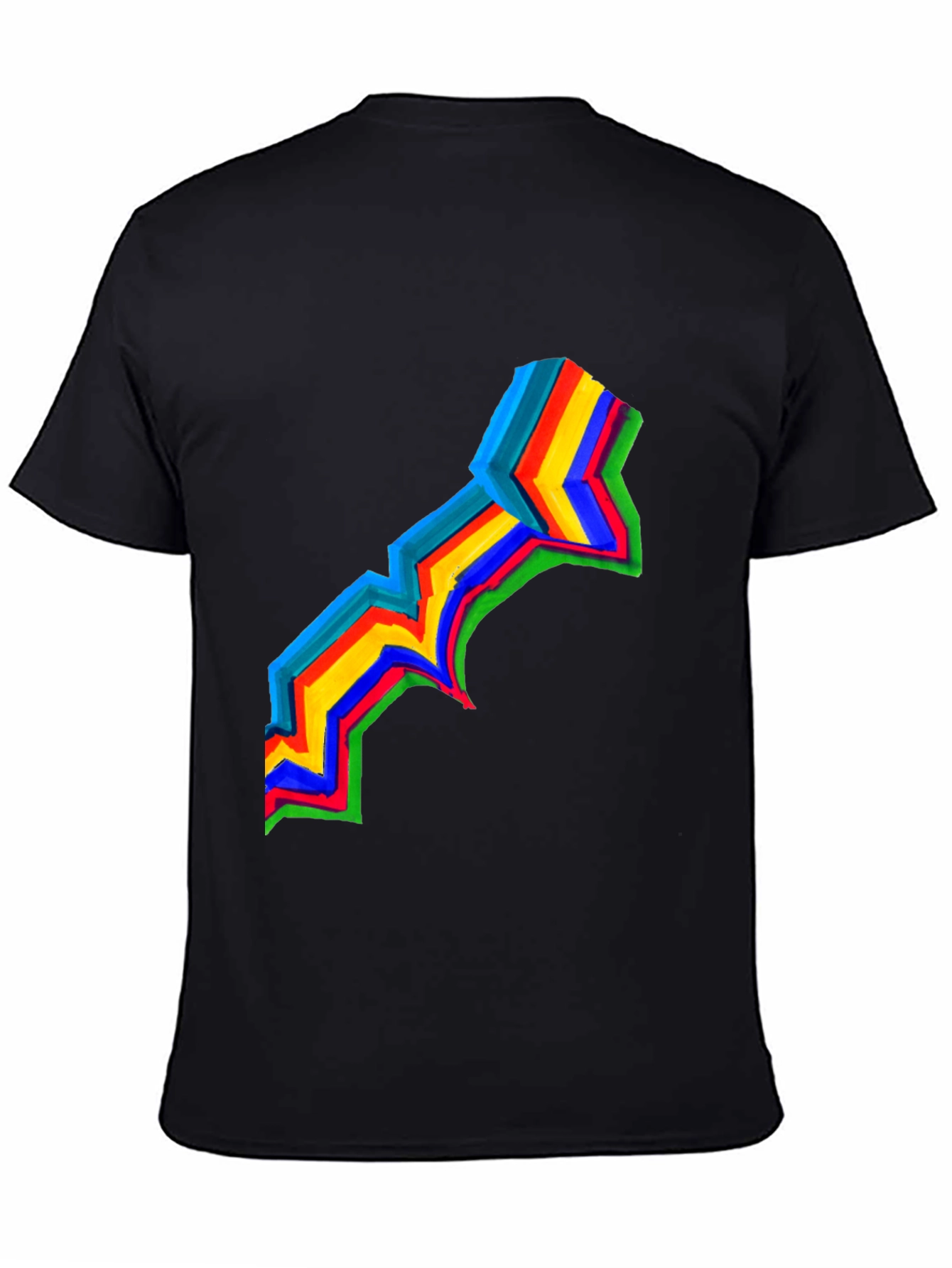 Rainbow Stripe Graphic Black T-Shirt