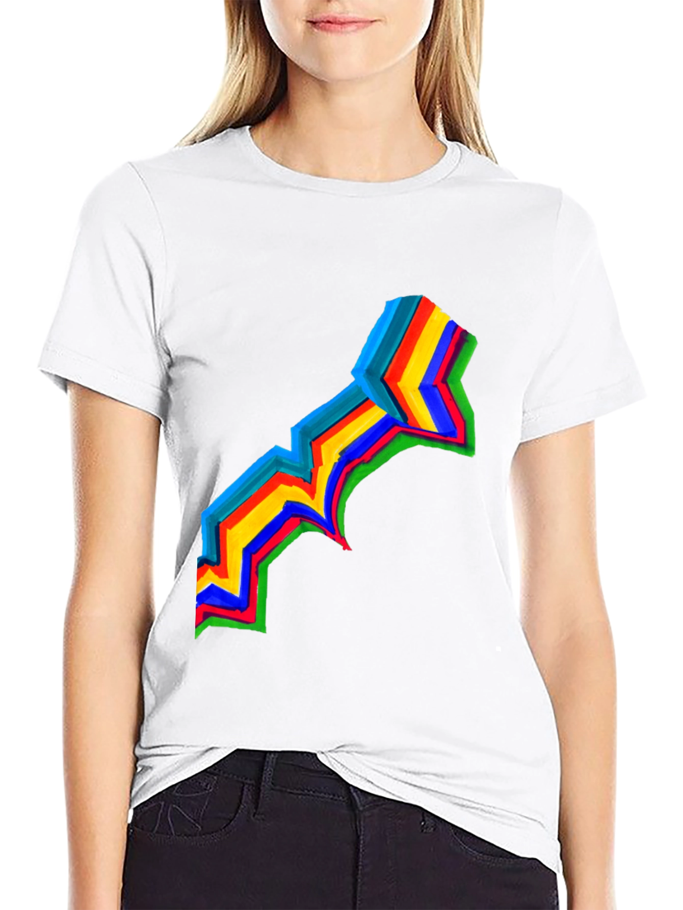 Rainbow Stripe Graphic Black T-Shirt