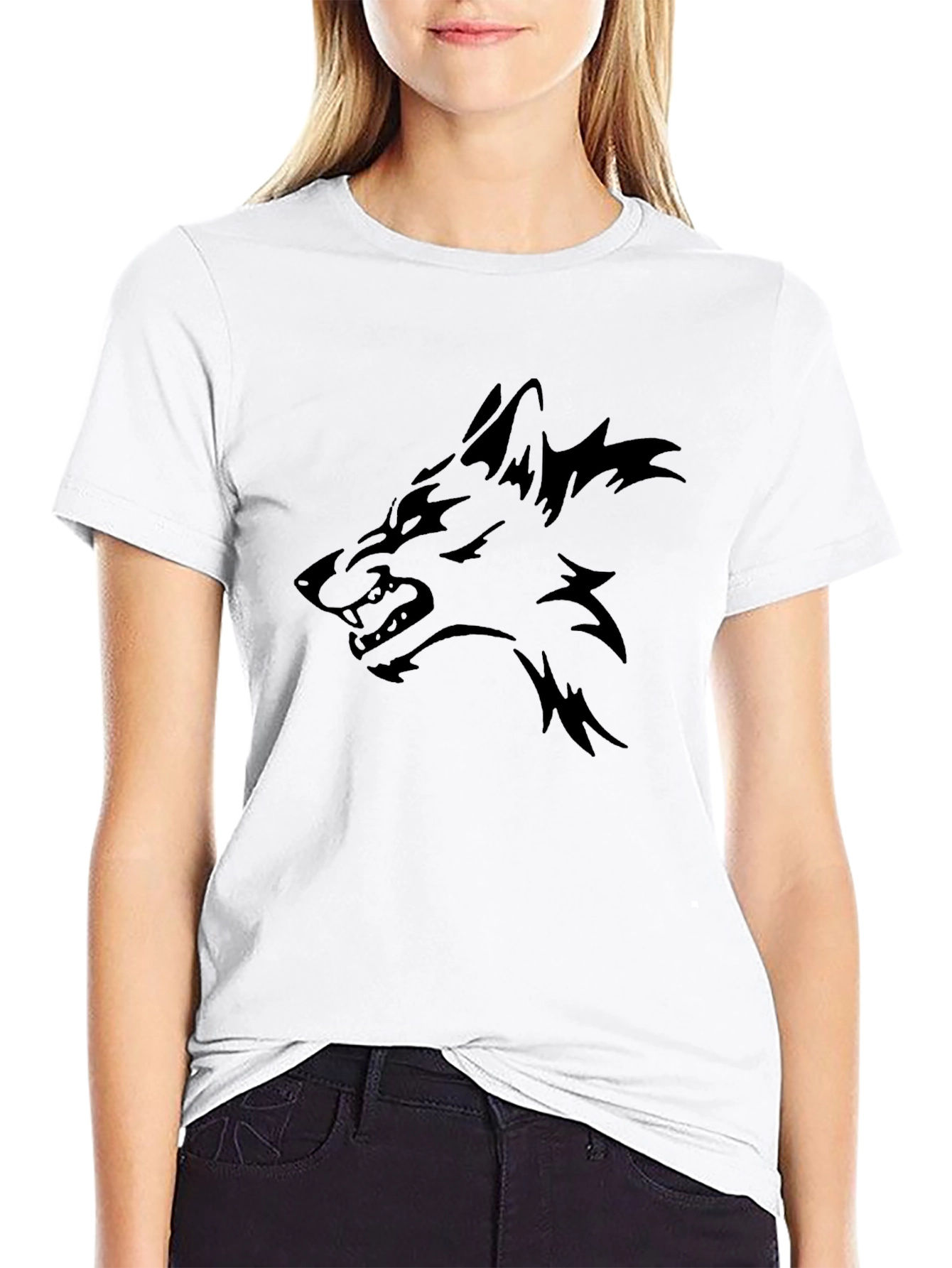 Mens Black Wolf Graphic Tee