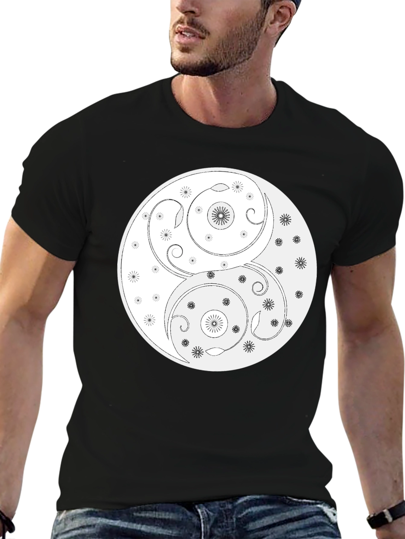 Yin Yang T-Shirt - Floral Harmony