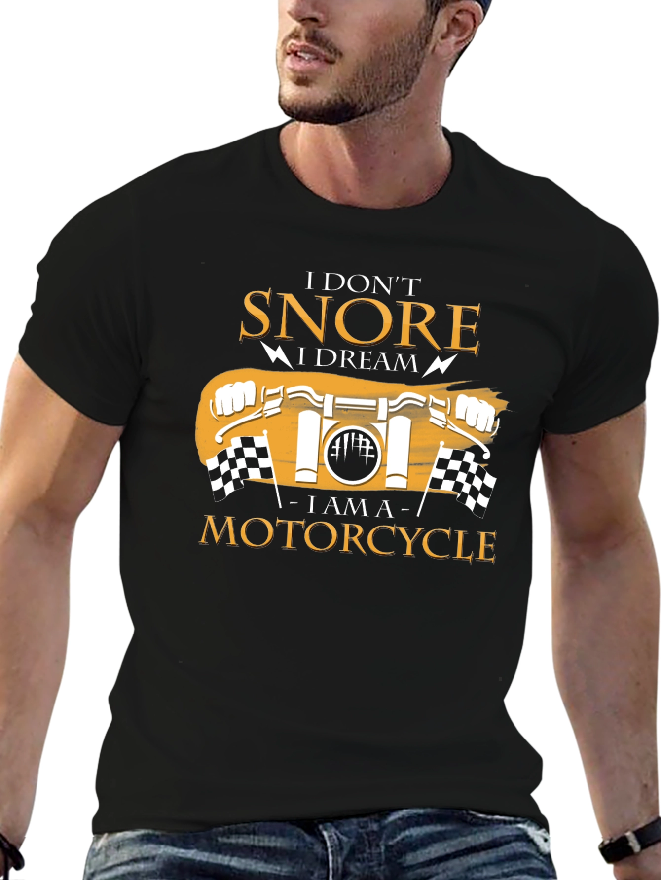 I Dont Snore Motorcycle Graphic Black T-Shirt