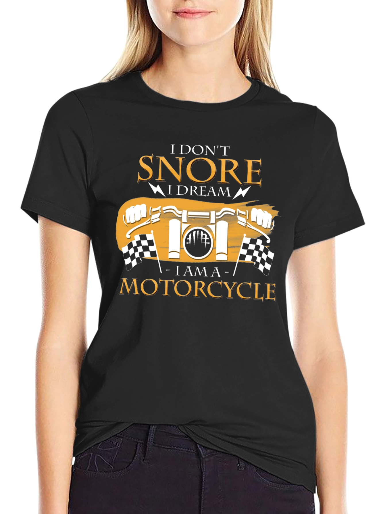 I Dont Snore Motorcycle Graphic Black T-Shirt