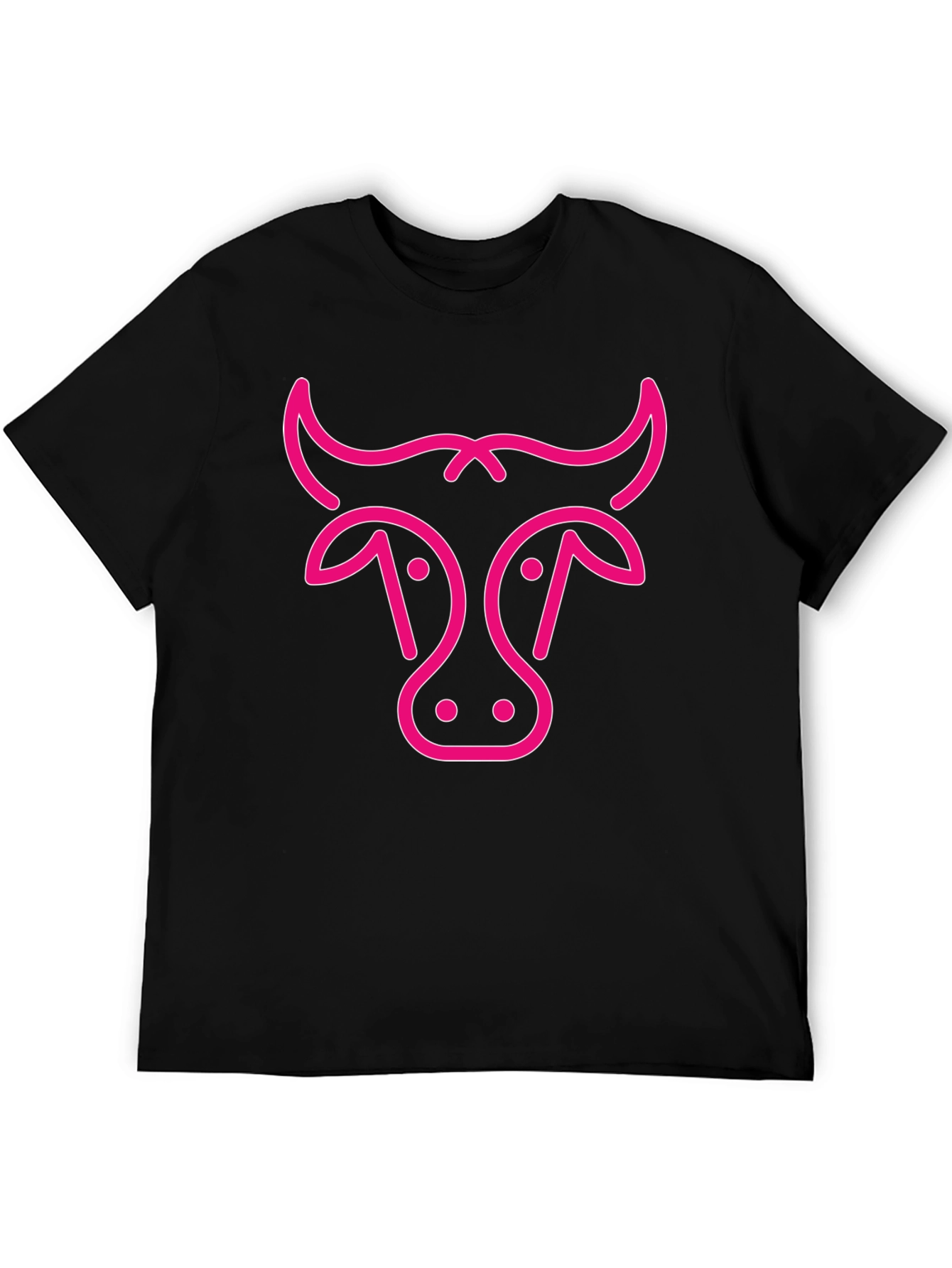 Black T-Shirt with Pink Cow Graphic
