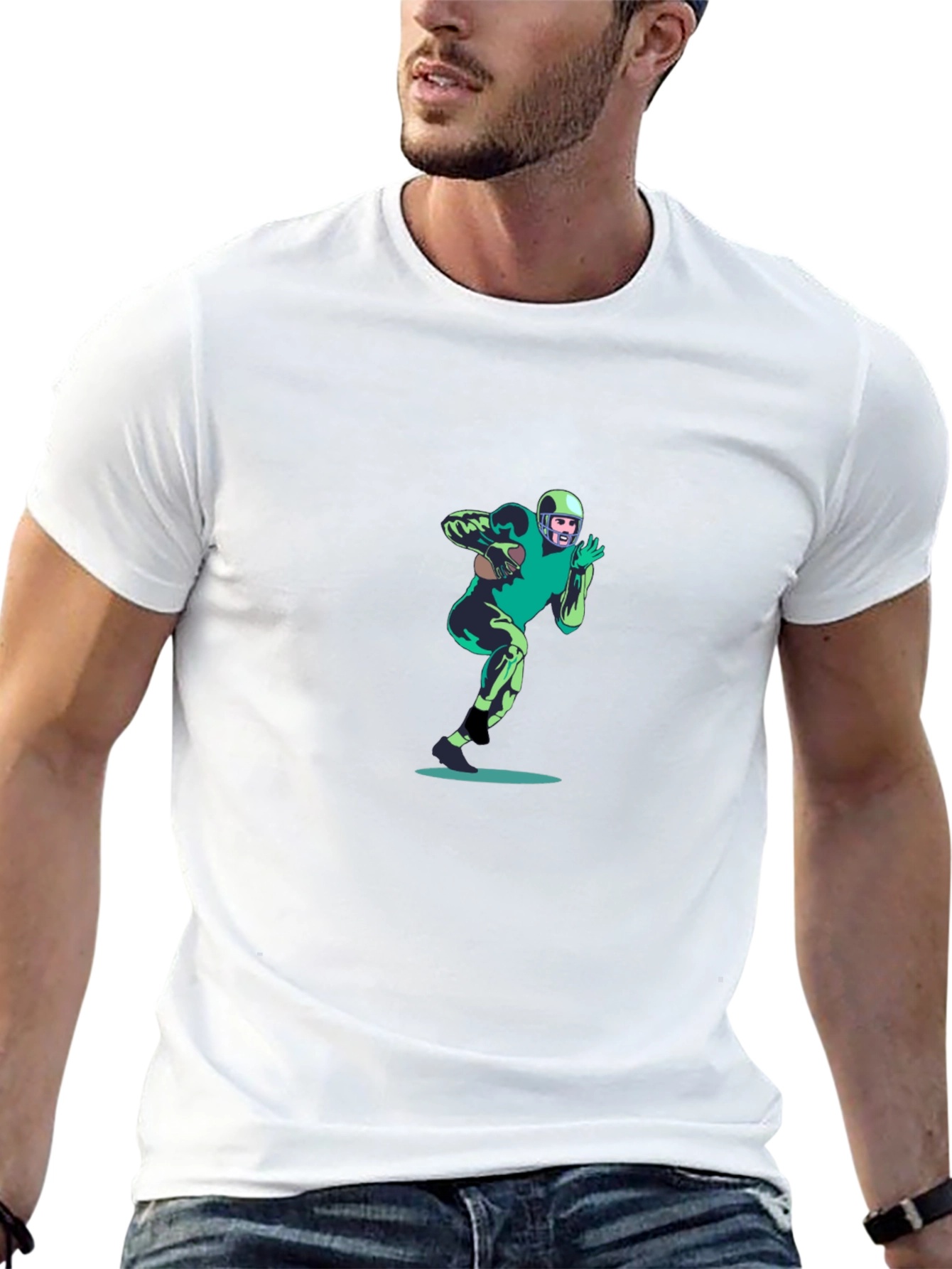 Football Player Graphic Black T-Shirt