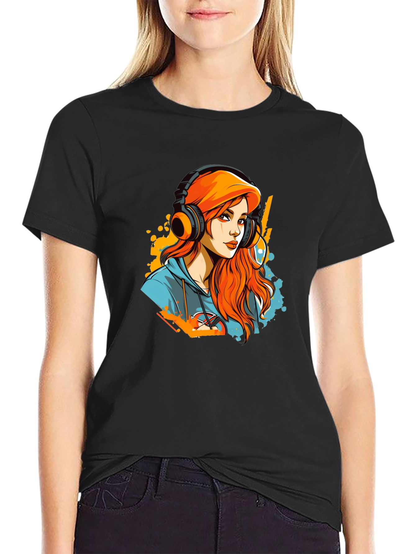 Gamer Girl T-Shirt - Headphone Art Design